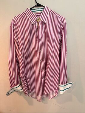 Men's Robert Graham, light purple and White Striped Button-Up Shirt